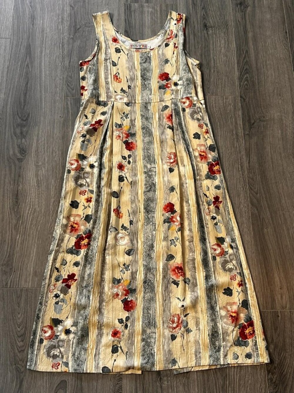Jams World Dress Womens S Antique Trellis Floral Stripe Rayon Maxi Pockets USA - Picture 3 of 15